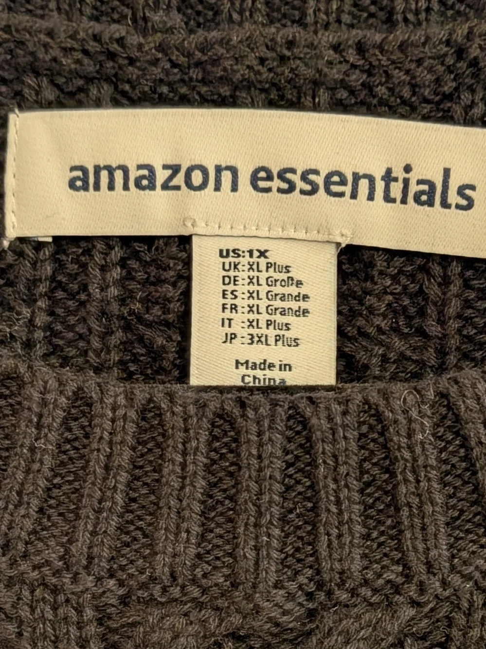 Amazon Essentials Women's Cable Knit Sweater Black Size 1X NWT Cotton - Picture 4 of 5
